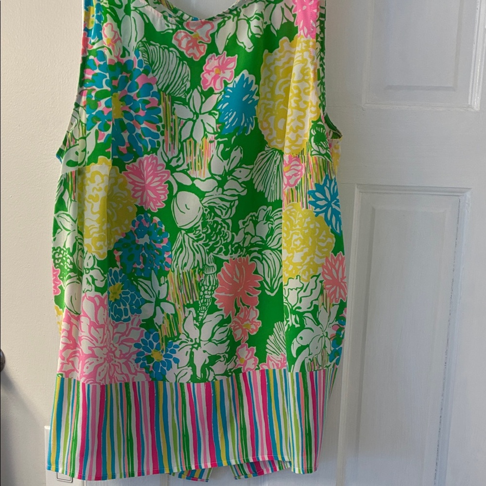 Lilly Pulitzer Green and Yellow Floral Top